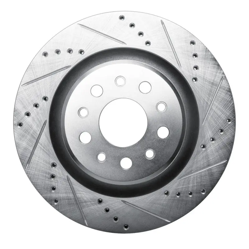 R1 17-24 Maserati Levante Rear Right Drilled & Slotted Silver Brake Rotor 1