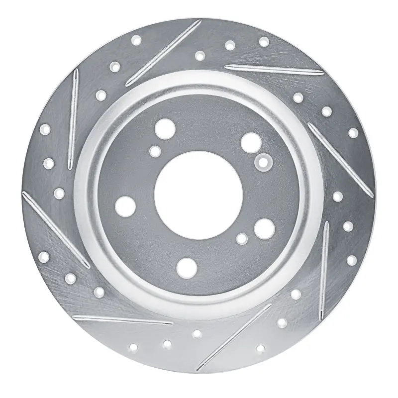 R1 17-25 Acura Integra Rear Left Drilled & Slotted Silver Brake Rotor 1