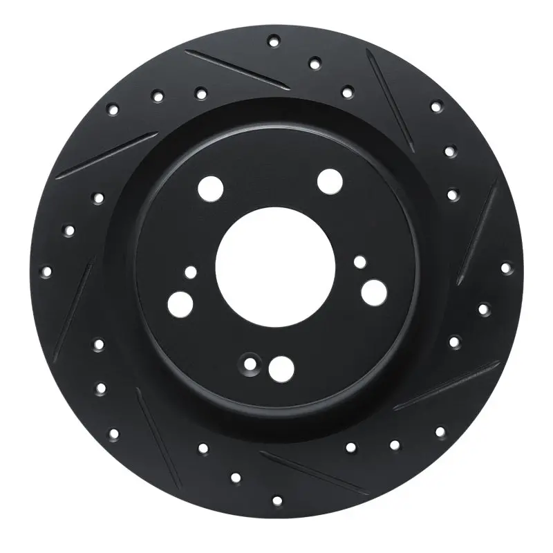 R1 17-25 Acura Integra Rear Right Drilled & Slotted Black Brake Rotor 1