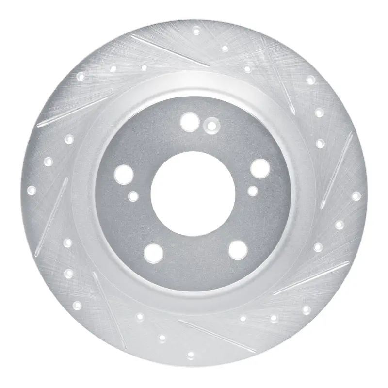 R1 17-25 Acura Integra Rear Right Drilled & Slotted Silver Brake Rotor 1