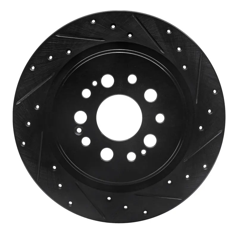 R1 17-25 Acura Rdx Rear Right Drilled & Slotted Black Brake Rotor 1