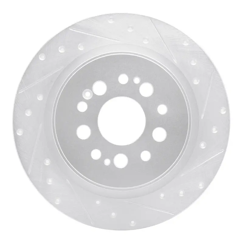 R1 17-25 Acura Rdx Rear Right Drilled & Slotted Silver Brake Rotor 1