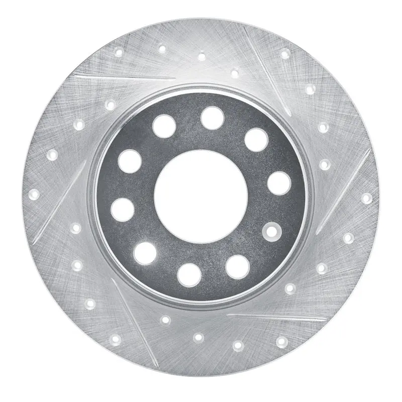 R1 17-25 Audi Q2 (Mexico) Rear Right Drilled & Slotted Silver Brake Rotor 1