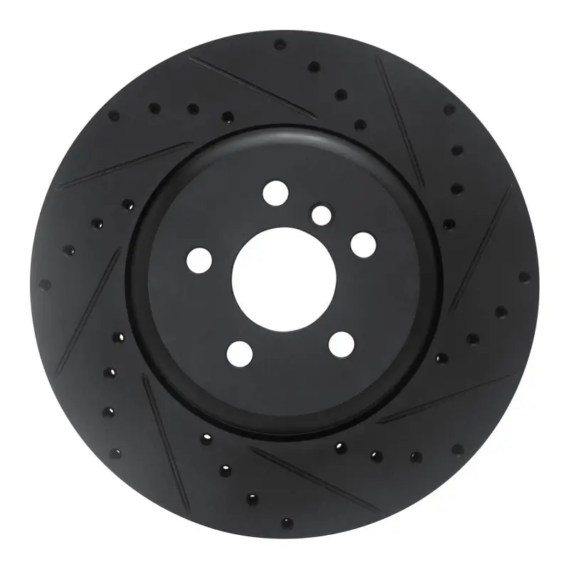 R1 17-25 Bmw 330I Front Right Drilled & Slotted Black Brake Rotor 1
