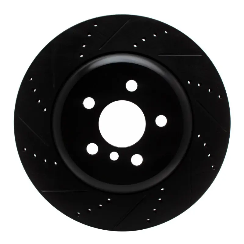 R1 17-25 Bmw 430I Right Rear Drilled & Slotted Black Brake Rotor 1