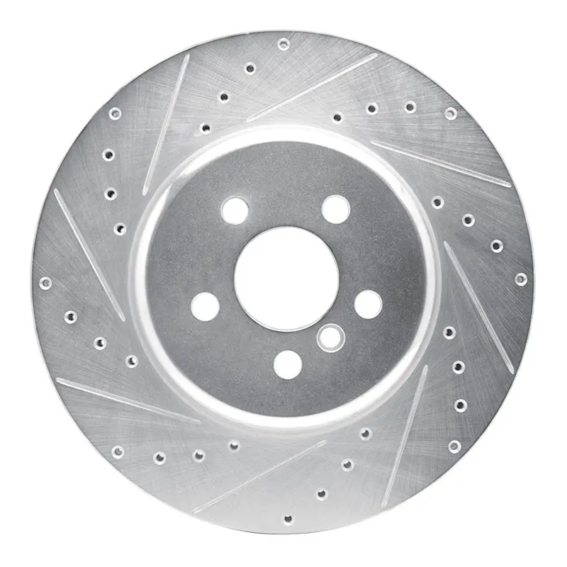 R1 17-25 Bmw 530E Front Left Drilled & Slotted Silver Brake Rotor 1