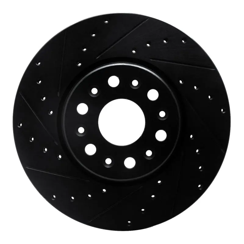 R1 17-25 Buick Enclave Front Left Drilled & Slotted Black Brake Rotor 1