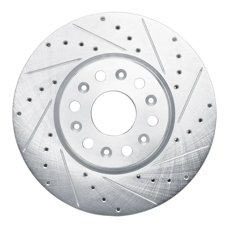 R1 17-25 Buick Enclave Front Right Drilled & Slotted Silver Brake Rotor 1