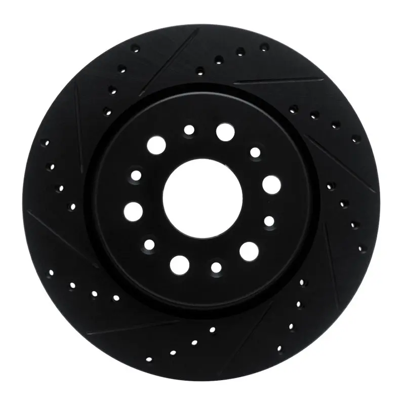 R1 17-25 Buick Enclave Rear Left Drilled & Slotted Black Brake Rotor 1