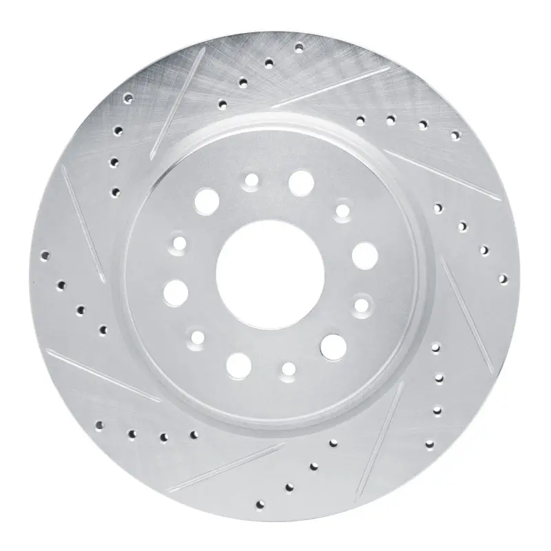 R1 17-25 Buick Enclave Rear Left Drilled & Slotted Silver Brake Rotor 1