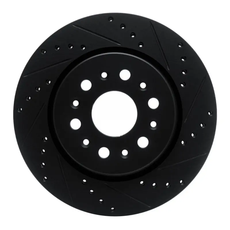 R1 17-25 Buick Enclave Rear Right Drilled & Slotted Black Brake Rotor 1