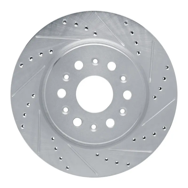 R1 17-25 Buick Enclave Rear Right Drilled & Slotted Silver Brake Rotor 1