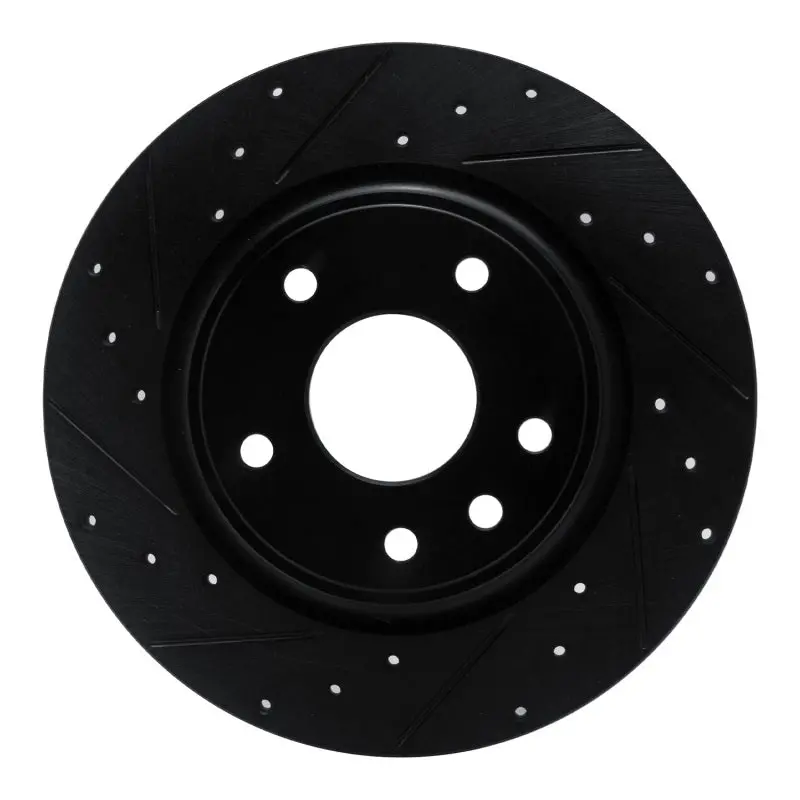 R1 17-25 Chrysler Grand Caravan Rear Left Drilled & Slotted Black Brake Rotor 1
