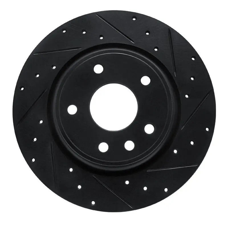 R1 17-25 Chrysler Voyager Rear Right Drilled & Slotted Black Brake Rotor 1