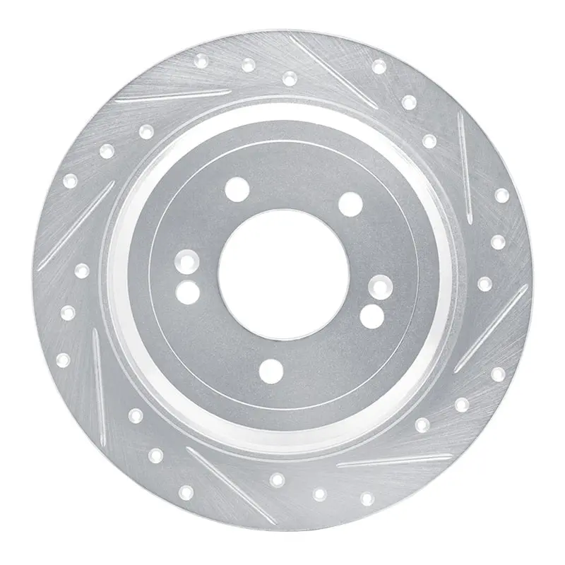 R1 17-25 Hyundai Tucson Rear Right Drilled & Slotted Silver Brake Rotor 1
