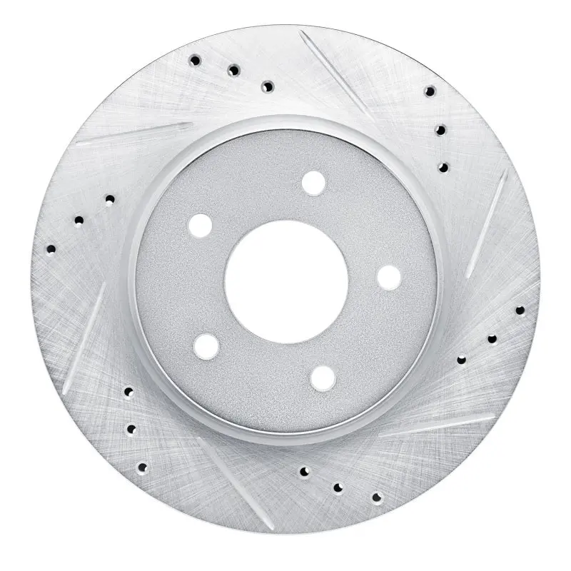 R1 17-25 Nissan Qashqai (Canada) Rear Right Drilled & Slotted Silver Brake Rotor 1