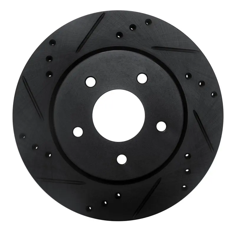 R1 17-25 Nissan X-Trail (Mexico) Rear Left Drilled & Slotted Black Brake Rotor 1
