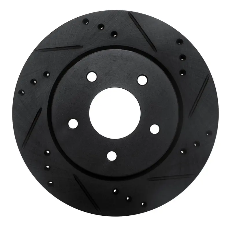 R1 17-25 Nissan X-Trail (Mexico) Rear Right Drilled & Slotted Black Brake Rotor 1
