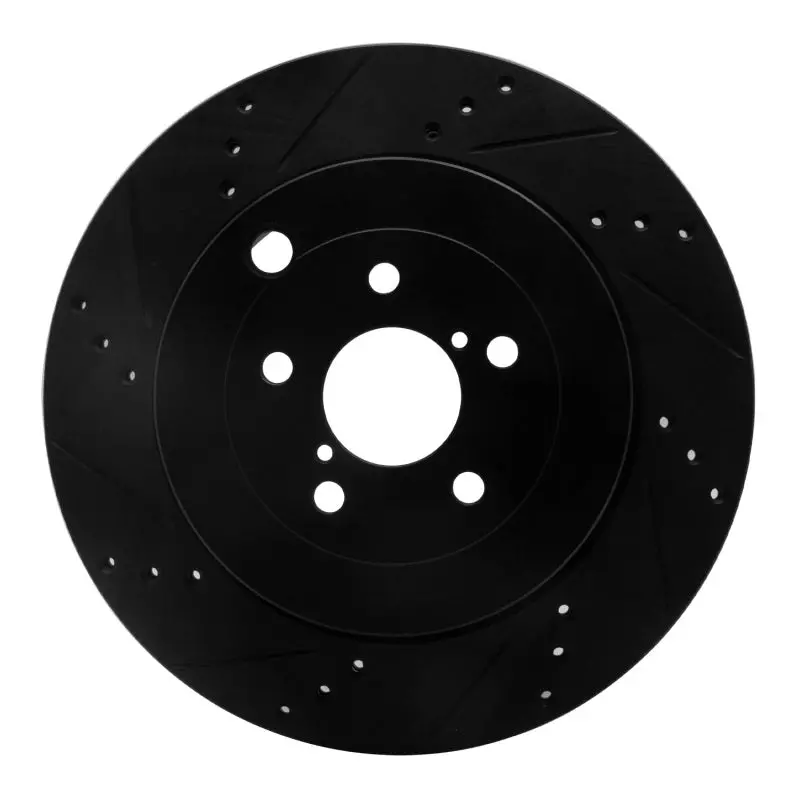 R1 17-25 Subaru Brz Rear Left Drilled & Slotted Black Brake Rotor 1