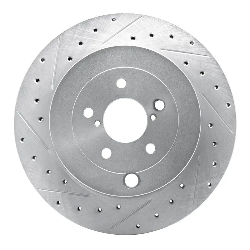 R1 17-25 Subaru Brz Rear Left Drilled & Slotted Silver Brake Rotor 1