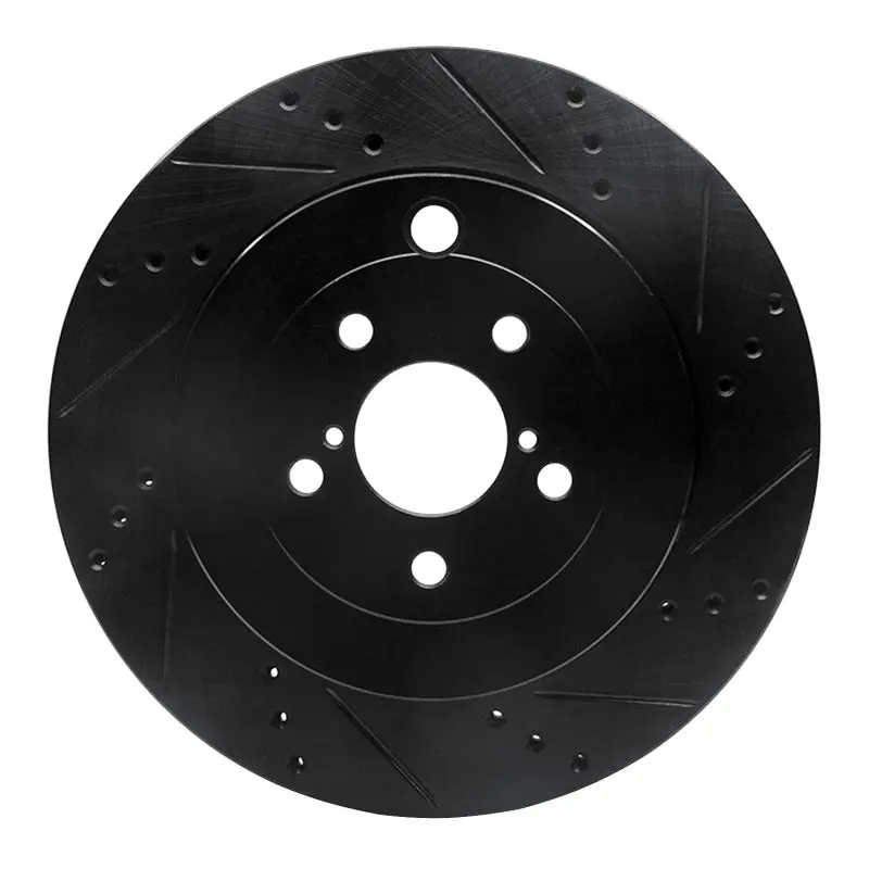 R1 17-25 Subaru Brz Rear Right Drilled & Slotted Black Brake Rotor 1