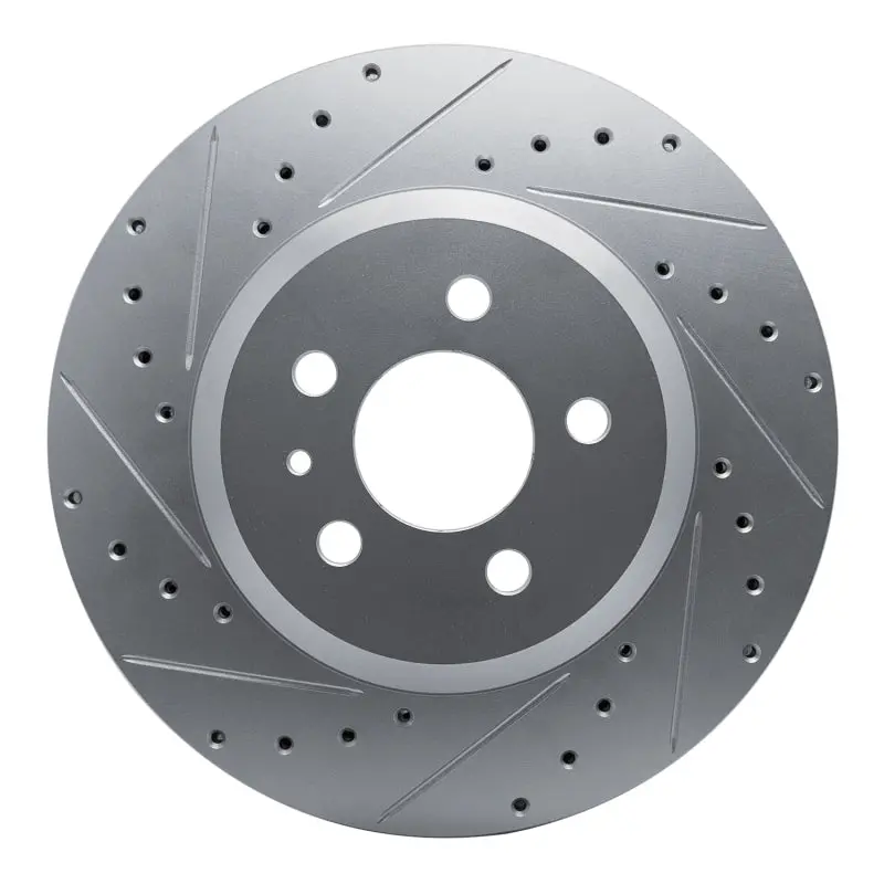 R1 17-25 Tesla Model 3 Front Left Drilled & Slotted Silver Brake Rotor 1