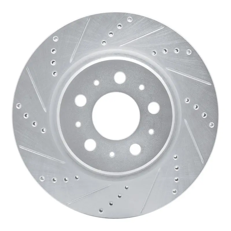R1 17-25 Tesla Model 3 Front Left Drilled & Slotted Silver Brake Rotor 1