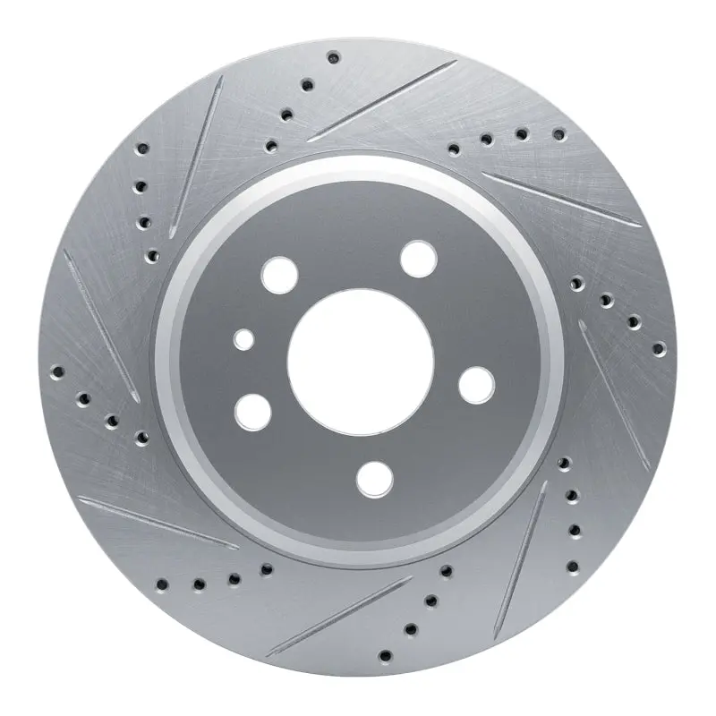 R1 17-25 Tesla Model 3 Rear Left Drilled & Slotted Silver Brake Rotor 1
