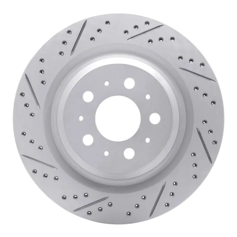 R1 17-25 Tesla Model Y Rear Left Drilled & Slotted Geo-Carbon Rotor 1