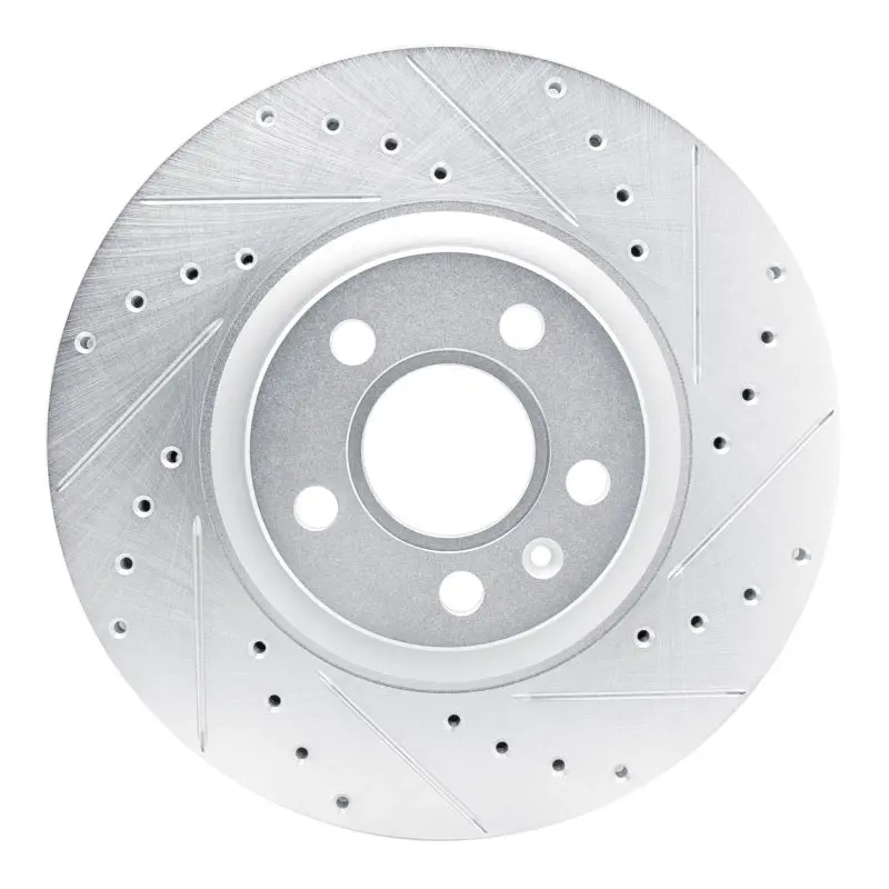 R1 17-25 Volvo S90 Front Right Drilled & Slotted Silver Brake Rotor 1