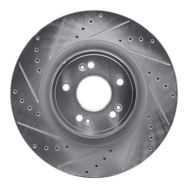 R1 18-20 Genesis G80 Front Left Drilled & Slotted Silver Brake Rotor 1