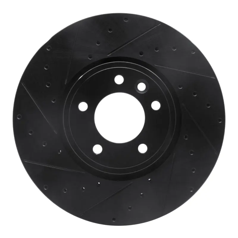 R1 18-20 Land Rover Range Rover Front Left Drilled & Slotted Black Brake Rotor 1