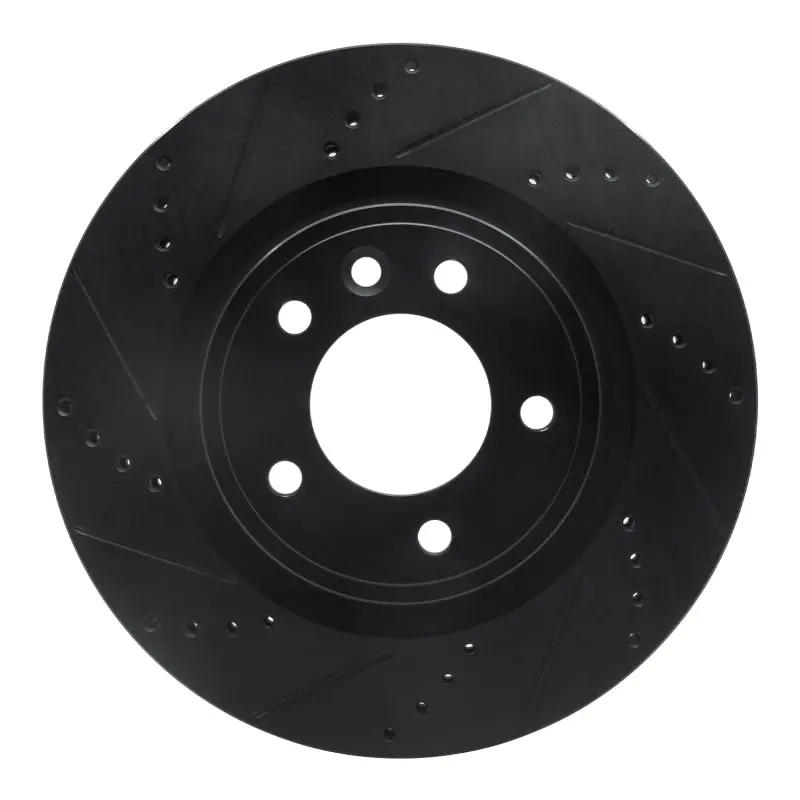 R1 18-20 Land Rover Range Rover Sport Rear Left Drilled & Slotted Black Brake Rotor 1