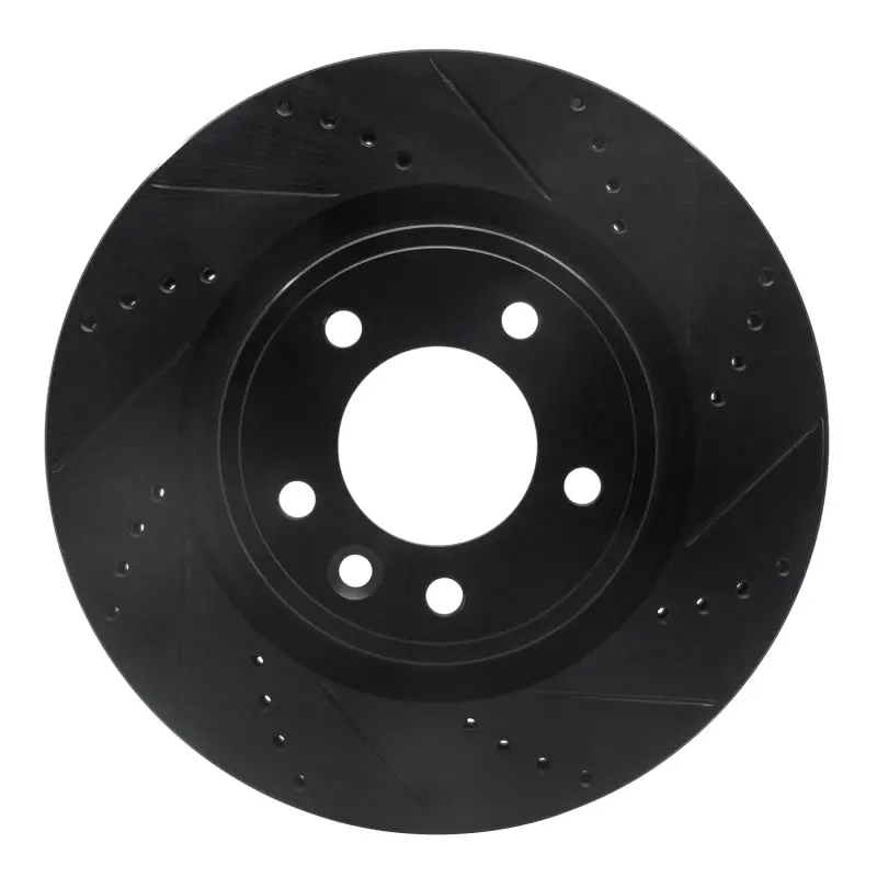 R1 18-20 Land Rover Range Rover Sport Rear Right Drilled & Slotted Black Brake Rotor 1