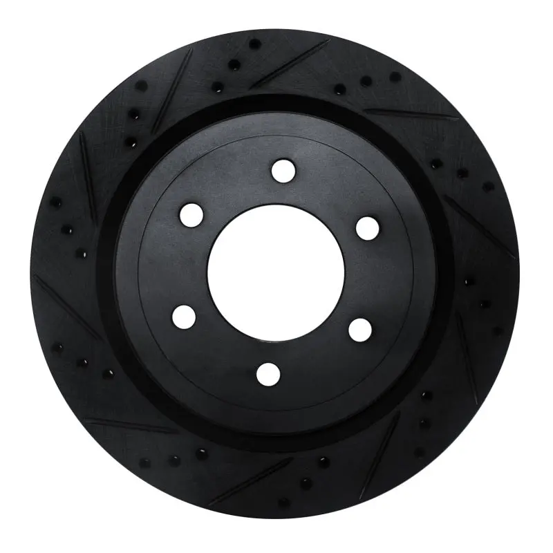 R1 18-21 Ford F-150 4Wd Rear Left Drilled & Slotted Black Brake Rotor 1