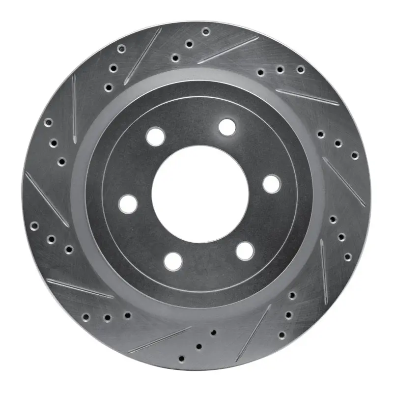 R1 18-21 Ford F-150 4Wd Rear Left Drilled & Slotted Silver Brake Rotor 1