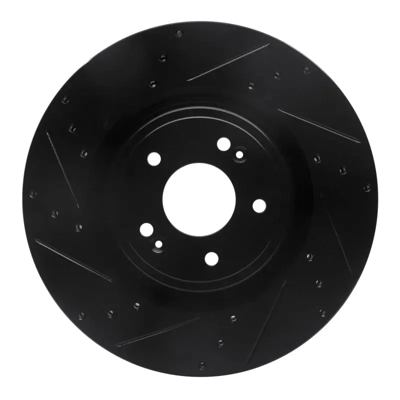R1 18-22 Genesis G70 Front Left Drilled & Slotted Black Brake Rotor 1