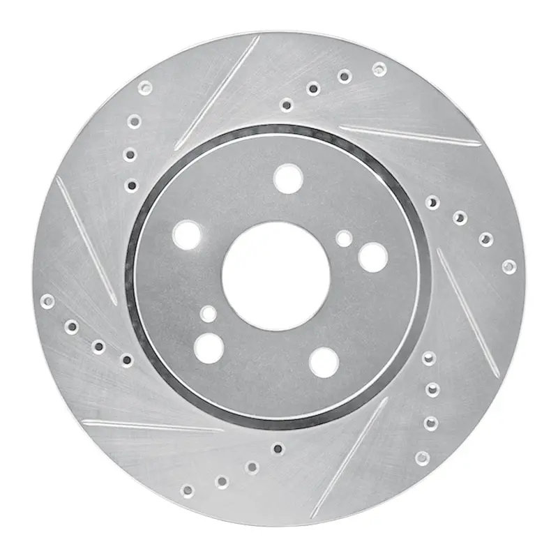 R1 18-22 Toyota C-Hr Front Left Drilled & Slotted Silver Brake Rotor 1