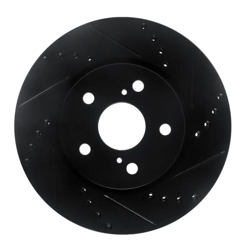 R1 18-22 Toyota C-Hr Front Right Drilled & Slotted Black Brake Rotor 1