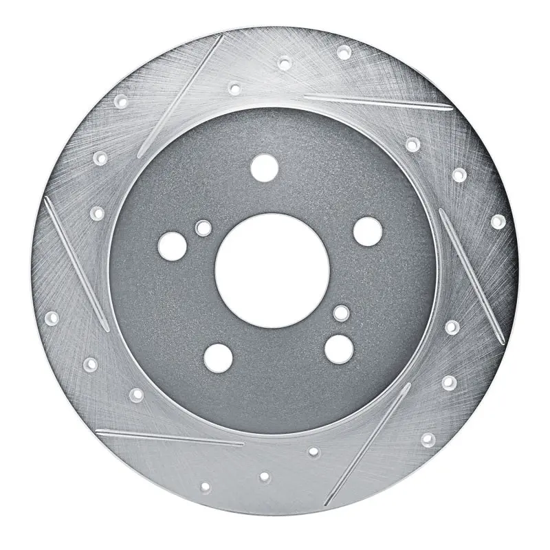 R1 18-22 Toyota C-Hr Rear Left Drilled & Slotted Silver Brake Rotor 1