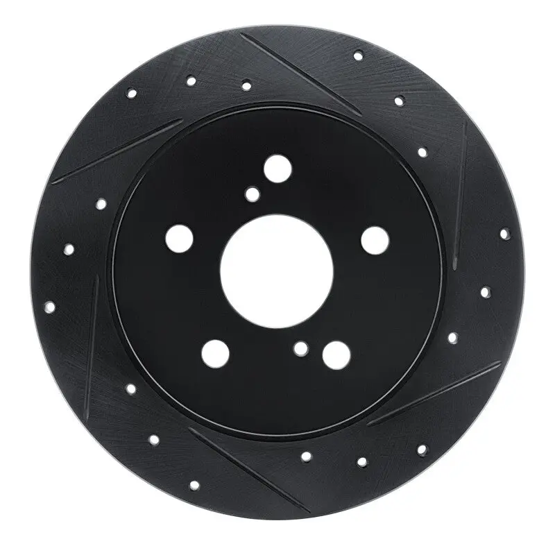 R1 18-22 Toyota C-Hr Rear Right Drilled & Slotted Black Brake Rotor 1