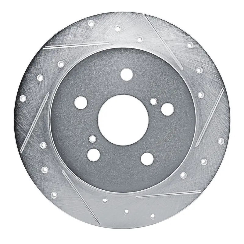 R1 18-22 Toyota C-Hr Rear Right Drilled & Slotted Silver Brake Rotor 1