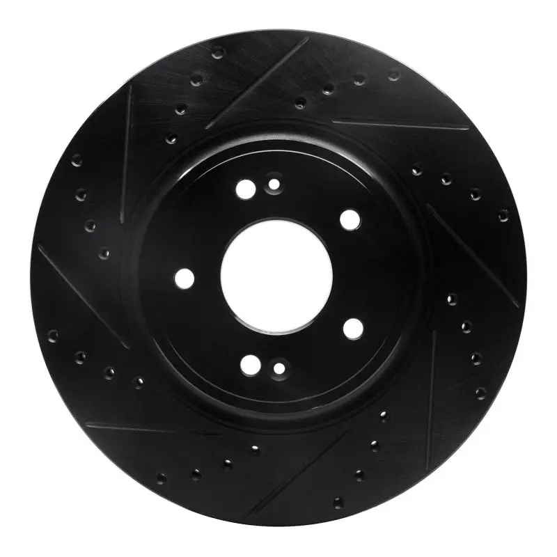 R1 18-23 Genesis G70 Front Left Drilled & Slotted Black Brake Rotor 1