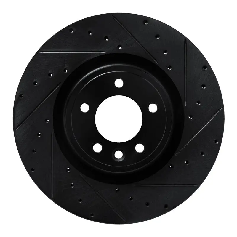 R1 18-24 Land Rover Range Rover Front Right Drilled & Slotted Black Brake Rotor 1