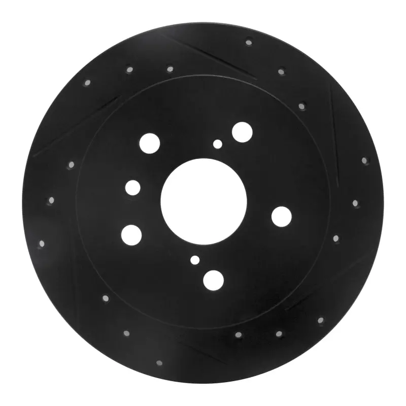 R1 18-24 Toyota Camry Rear Right Drilled & Slotted Black Brake Rotor 1