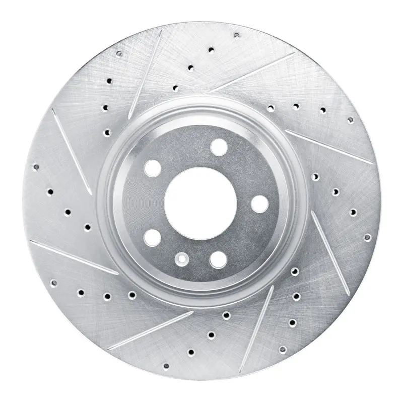 R1 18-25 Audi S5 Front Left Drilled & Slotted Silver Brake Rotor 1