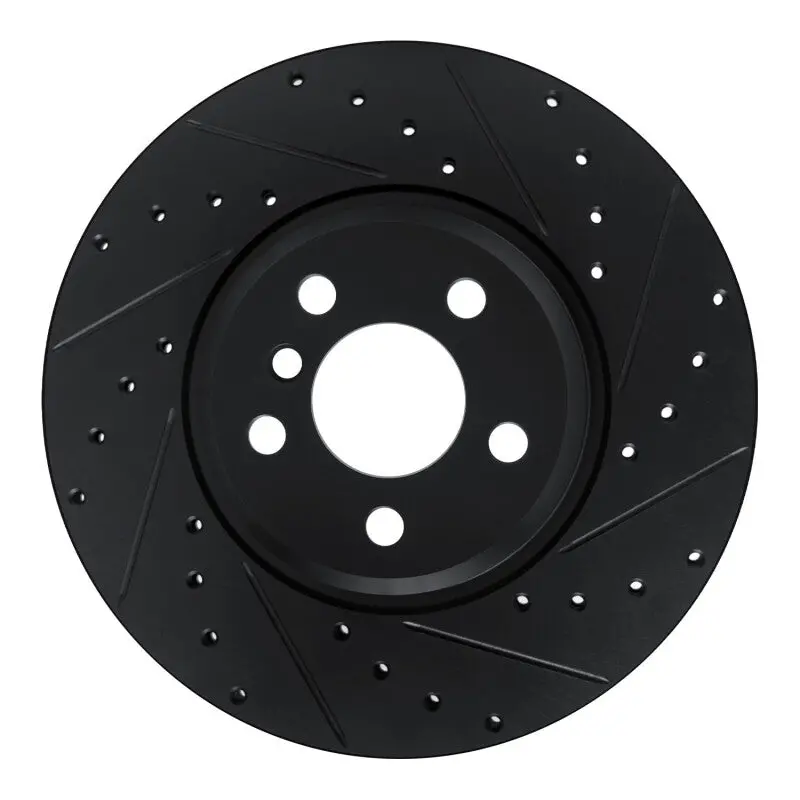 R1 18-25 Bmw 330I Front Right Drilled & Slotted Black Brake Rotor 1