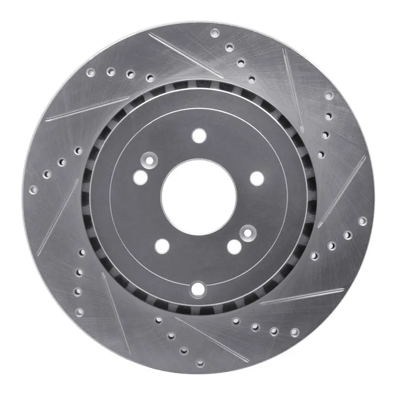 R1 18-25 Genesis G70 Rear Right Drilled & Slotted Silver Brake Rotor 1