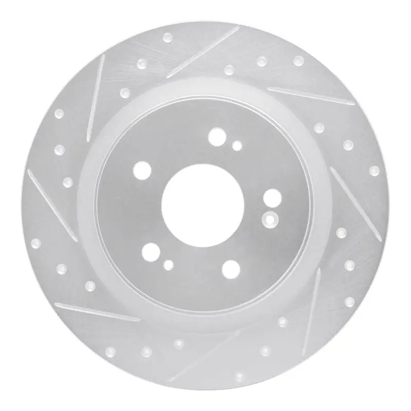 R1 18-25 Honda Odyssey Rear Left Drilled & Slotted Silver Brake Rotor 1