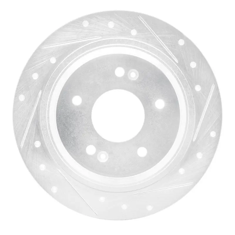 R1 18-25 Hyundai Kona Rear Right Drilled & Slotted Silver Brake Rotor 1